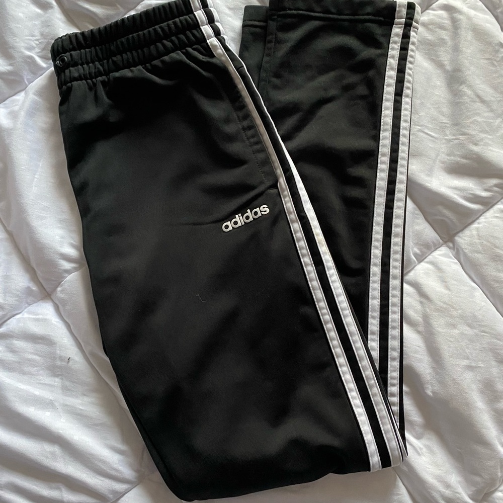 ADIDAS 3 Stripes Sweat Pants in Black Wide Leg